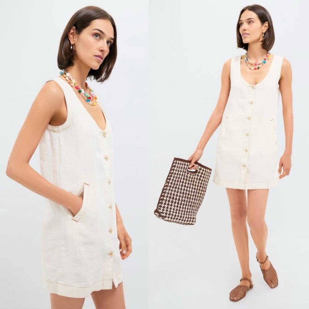 Faherty Linen Denim Malibu Mini Dress - Whitecliff Wash S - Picture 8 of 10